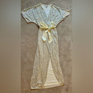 NWT! Baltic Born Sequin Wrap Dress with Cream Accents